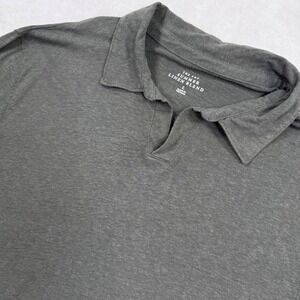 Abercrombie & Fitch Mens Johnny Collar Polo Shirt Linen Blend Grey Large L